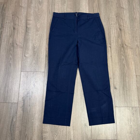 J.Crew Kallie Straight-Leg Pant WMNS SZ 12 Navy Blue High Rise Flat Front - Picture 4 of 8